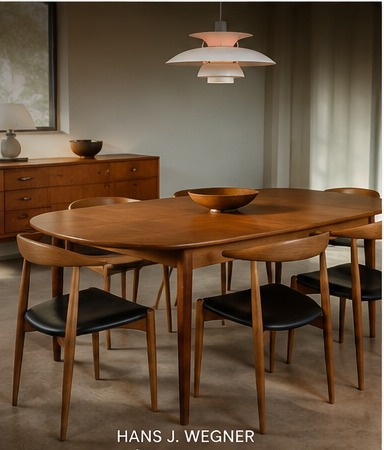 Table scandinave en bois dans l'esprit Hans Wegner